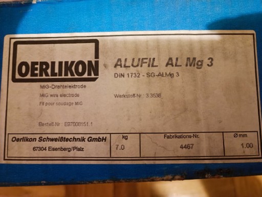 Zdjęcie oferty: Aluminiowy drut Oerlikon ALUFIL AlMg3 Ø1.0mm.