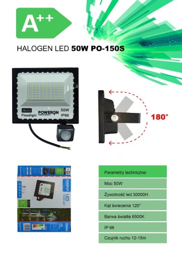 Zdjęcie oferty: Hurtowa sprzedaż Halogen LED 50W  z czujnikiem A++