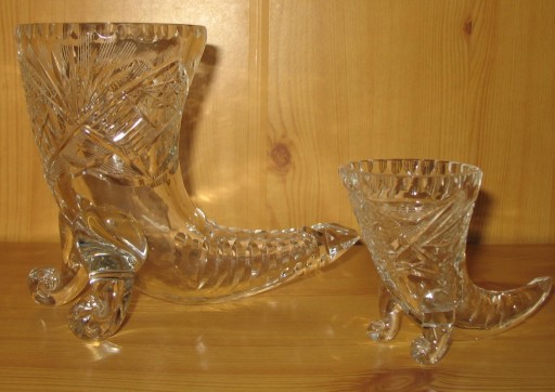 Zdjęcie oferty: Dwa wazony kryształowe róg obfitości kielich PRL