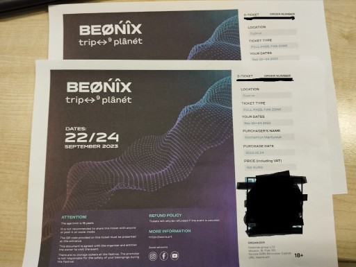 Zdjęcie oferty: Beonix bilety 22/24 2023