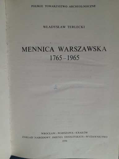 Zdjęcie oferty: Mennica warszawska 1765-1965 W. Terlecki