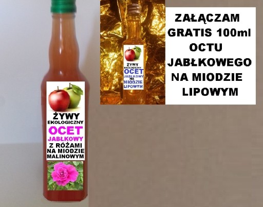 Zdjęcie oferty: OCET JABŁKOWY Z PŁATKAMI RÓŻ NA MIODZIE 0,4L