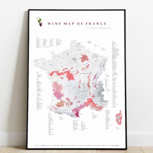 Zdjęcie oferty: Wino Francja regiony winiarskie 50x70cm kuchnia