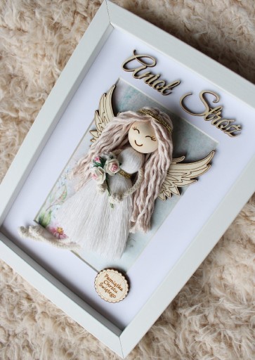 Zdjęcie oferty: Anioł Stróż w ramce prezent chrzest komunia roczek