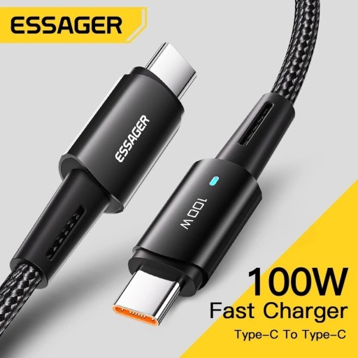 Zdjęcie oferty: Kabel przewód USB-C 100W PD ESSAGER 1m czarny QC4