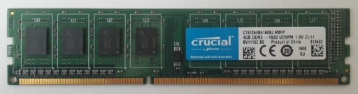 Zdjęcie oferty: Pamięć RAM Crucial DDR3 8 GB 1600 (2 x 4 GB)
