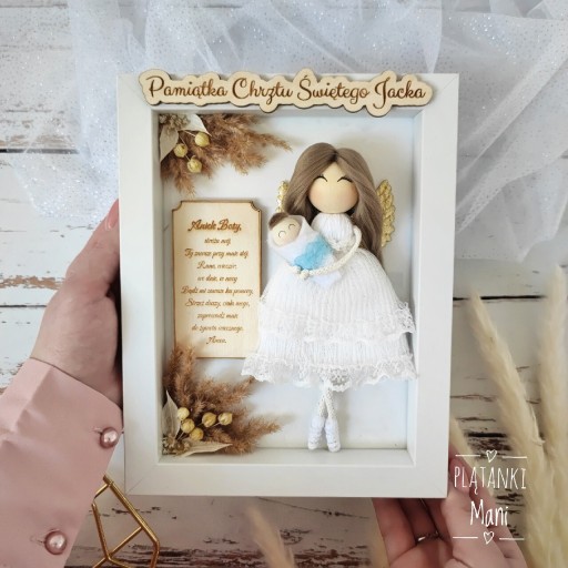 Zdjęcie oferty: Pamiątka chrztu Świętego anioł Stróż dziecko ramka