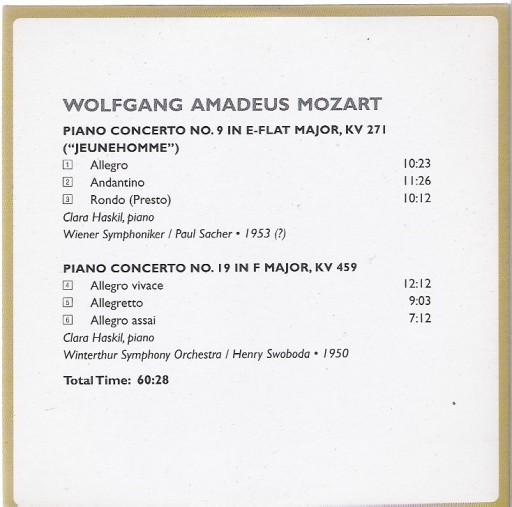 Zdjęcie oferty: MOZART Piano concertoS 9,19 CLARA HASKIL