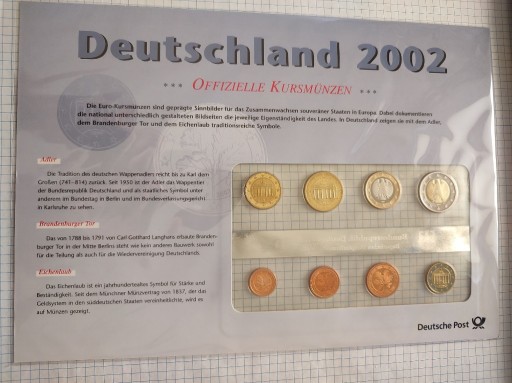Zdjęcie oferty: G Niemcy 2002D zest. monet znaczki Mi. 54,80€ +FDC