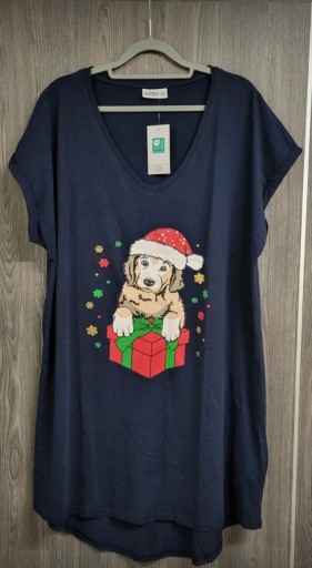 Zdjęcie oferty: Śliczna granatowa świąteczna koszula nocna roz.54