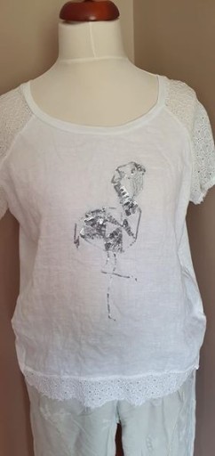 Zdjęcie oferty: Bluzka biała z cekinowym flamingiem