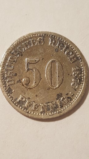 Zdjęcie oferty: 50 fenigów 1875 G Niemcy   srebro #93