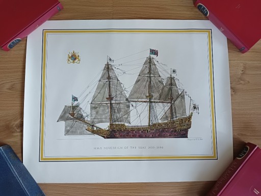 Zdjęcie oferty: Litografia H.M.S. Sovereign of the seas H.A. Muth