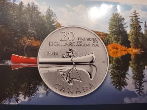 Zdjęcie oferty: 20 USD 1/4 oz 2011 canoe canada silver moneta 