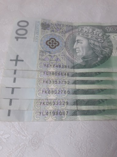 Zdjęcie oferty: Banknot 100zł x 6 sztuk Seria Zastępcza 1994r.