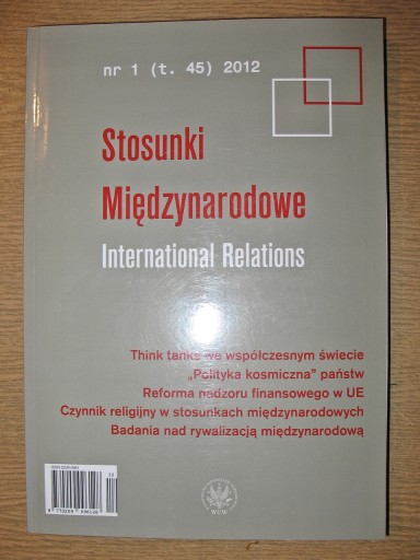 Zdjęcie oferty: Stosunki międzynarodowe, nr 1 (t. 45) 2012