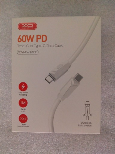 Zdjęcie oferty: Kabel przewód USB-C/USB-C 60W PD 1m XO-NB-Q233B