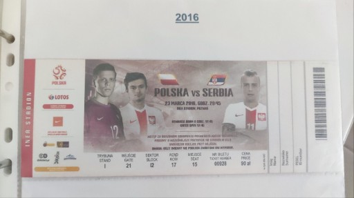 Zdjęcie oferty: Polska-Serbia 2016 stan bdb niezginany
