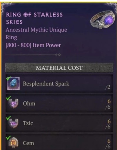 Zdjęcie oferty: WIECZNOŚĆ Ring Of Starless Skies Zestaw Run ETERNAL Diablo 4 Gold D4