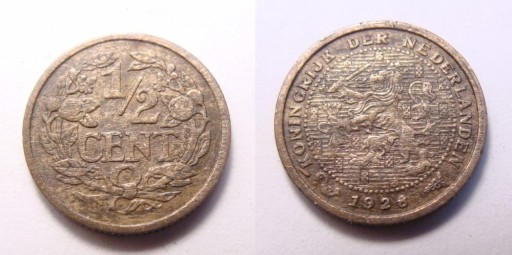 Zdjęcie oferty: Holandia 1/2 cent 1928 r.