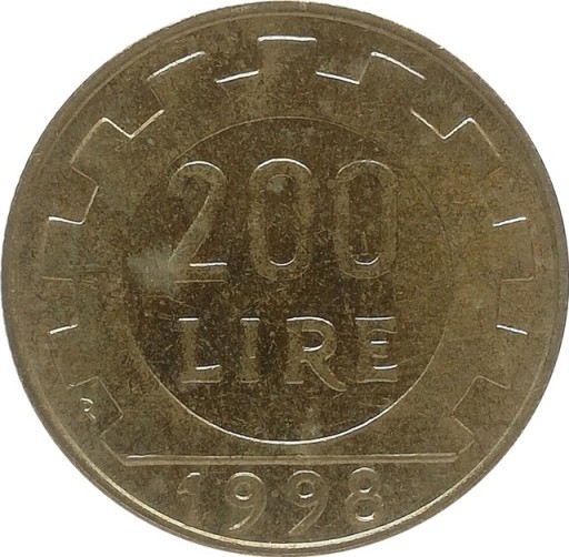 Zdjęcie oferty: Włochy 200 lire 1998, KM#105