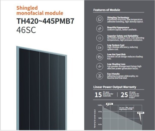 Zdjęcie oferty: Tongwei Solar Shingled 435W 435PMB7-46SC Silver  