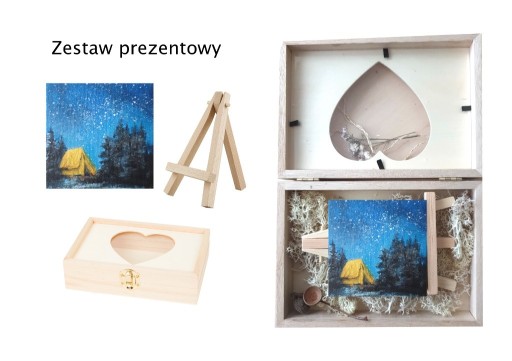 Zdjęcie oferty: Pudełko drewniane+obraz ręcznie malowany noc