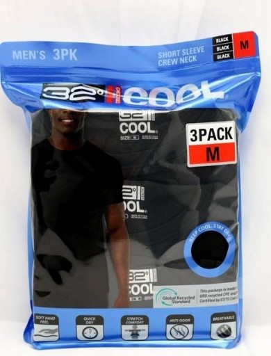 Zdjęcie oferty: T-Shirt 32 DEGREE COOL MEN 3-PACK M BLACK USA