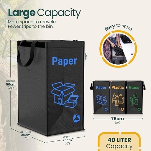 Zdjęcie oferty: Worki kosze do recyklingu 40L 3szt wielokrotnego użytku