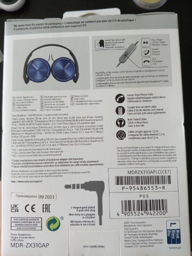 Zdjęcie oferty: Słuchawki Sony MDR-ZX310AP