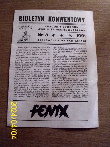 Zdjęcie oferty: biuletyn konwentowy nr 3. 1991 r Fantastyka