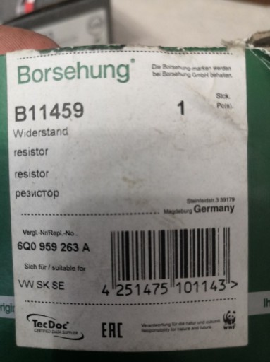 Zdjęcie oferty: Rezystor opornica VW Audi Borsehung B11459