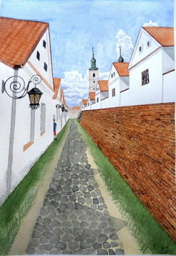 Zdjęcie oferty: Klasztor w Wigrach - obraz akwarela pejzaż