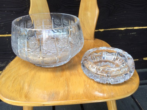 Zdjęcie oferty: Misa popielniczka wazon szkło szlif zestaw