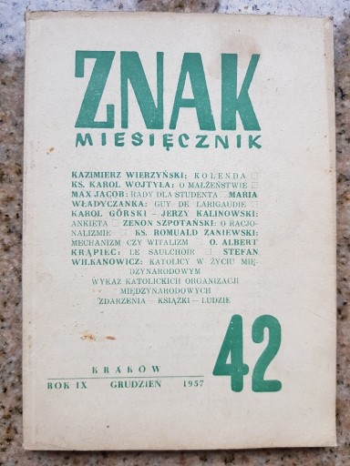 Zdjęcie oferty: Znak miesięcznik nr 42 Grudzień 1957