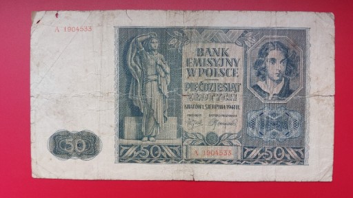 Zdjęcie oferty: Banknot 50 zł 1941r. Seria A