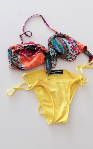 Zdjęcie oferty: żółty różowy kolorowy strój kostium kąpielowy 38M 