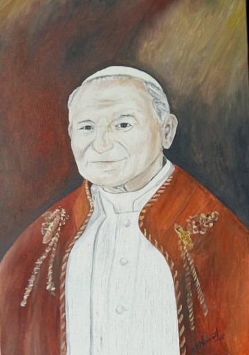 Zdjęcie oferty: Obraz olejny na płótnie bawełnianym Jan Paweł II