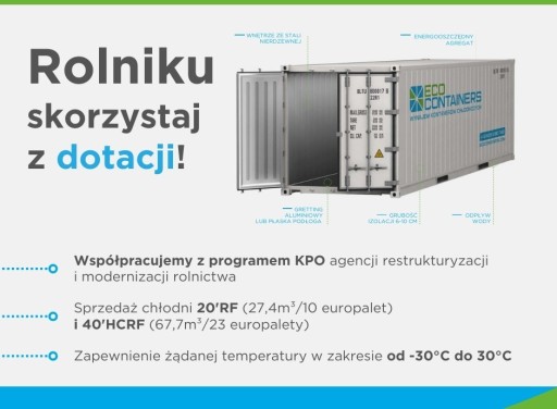 Zdjęcie oferty: NOWY Kontener chłodnia 40 HCRF pod dotację z KPO 