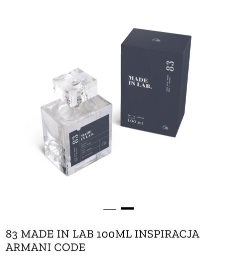 Zdjęcie oferty: Perfumy 100 ml made in lab 83 inspration ARMANI CO