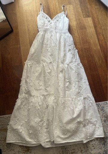 Zdjęcie oferty: Biała sukienka koronkowa boho falbany maxi