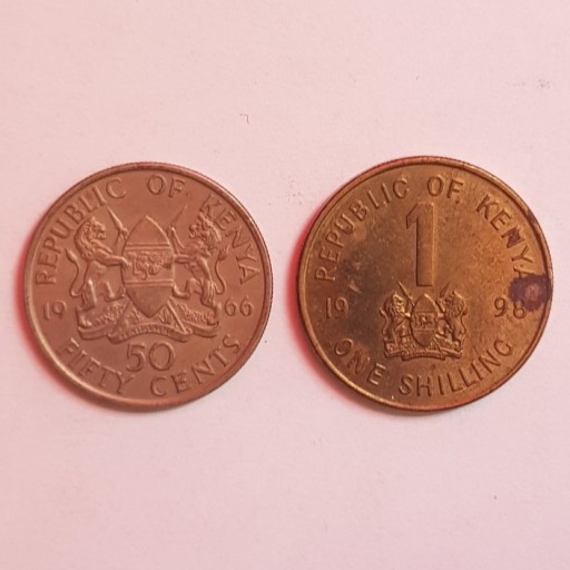 Zdjęcie oferty: Monety, Kenia 50 centów 1966 i 1 szyling 1998