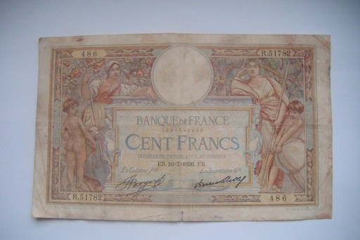 Zdjęcie oferty: BANKNOT FRANCJA  100 Franków 1936 r. seria R