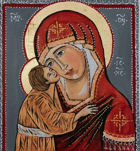 Zdjęcie oferty: Ikona pisana Matki Boskiej z Dzieciątkiem 