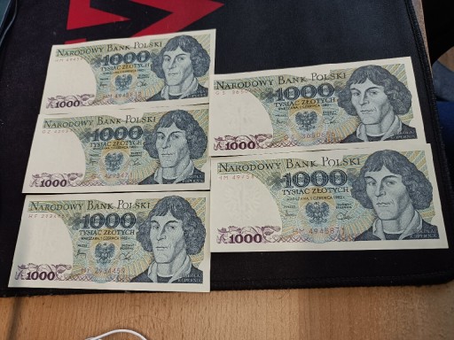 Zdjęcie oferty: Zestaw banknotów (5x 1000 zł) PRL Mikołaj Kopernik