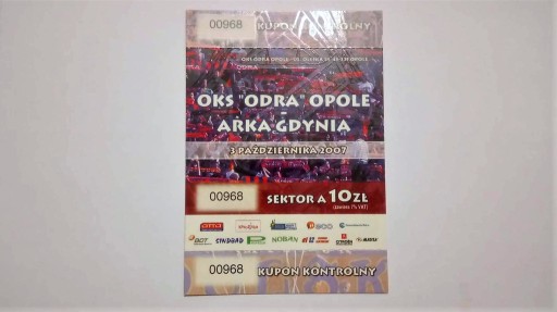 Zdjęcie oferty: Bilet Odra Opole - Arka Gdynia 3.10.2007