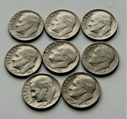 Zdjęcie oferty: 10 cent 1970 do 1979  one dime zestaw Stan!!