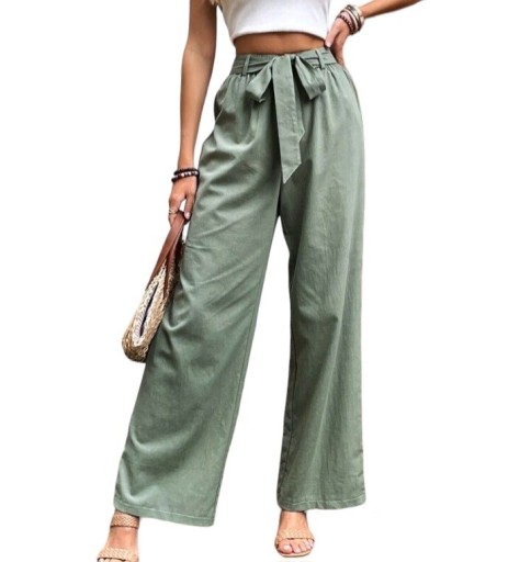 Zdjęcie oferty: Długie spodnie lniane damskie szerokie na gumce 