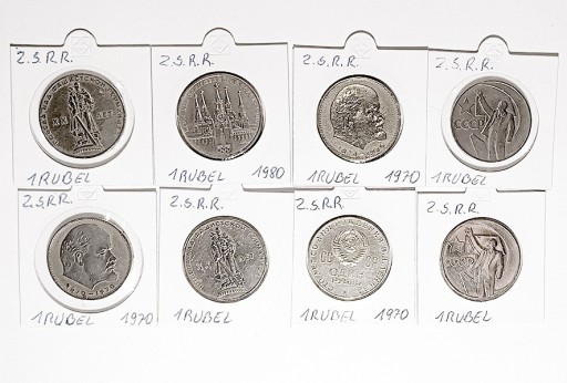 Zdjęcie oferty: Monety ZSRR ruble - zestaw 8 sztuk w holderach