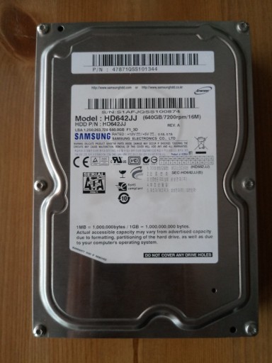Zdjęcie oferty: Dysk HDD 640 GB Samsung HD642JJ 3,5 SATA